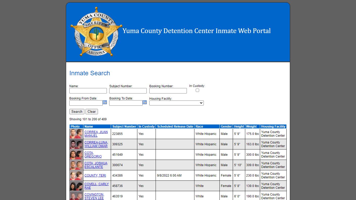 Inmate Search